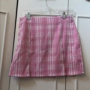 pink plaid skirt